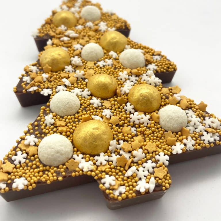 Happy Chocolade Kerstboom goud "Fijne feestdagen" (180g)